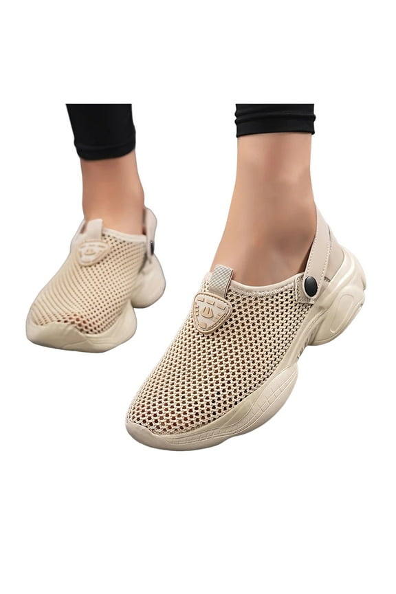 Women's Athletic Slip on Sneakers Walking Mules Sandals with Back Strap Breathable Mesh Comfort Nursing Clogs