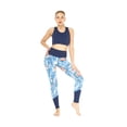 thumbnail image 1 of Women's Athletic Sportswear Solid Bra Top and Patterned Legging Set in Firebird Blue White Small, 1 of 5