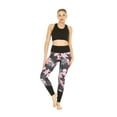 thumbnail image 1 of Women's Athletic Sportswear Solid Bra Top and Patterned Legging Set in Lotus and Orchid Black Small, 1 of 5