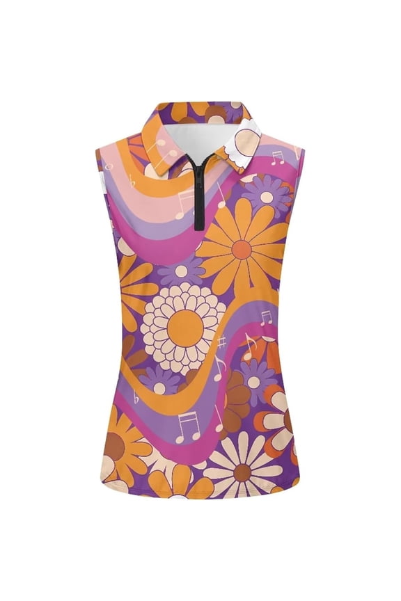 Women's Athletic Tank Tops Sleeveless with Print Flat Front Collar Casual Slim Fit Tunic Floral Graphic Tshirts Shirts for Women Purple XL