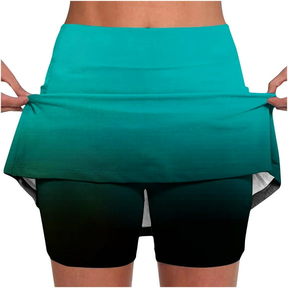 Women's Athletic Tennis Shorts Golf Skirts with Pocket Plus Size Tennis Skirts for Lady Shorts Athletic Elastic Skirts Built in Shorts Sports Golf Skirt Pants for Women Dressy Multicolor L