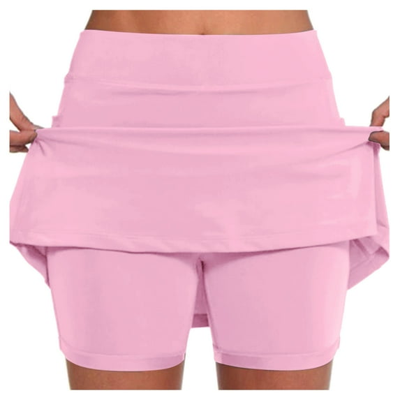 Women's Athletic Tennis Skirt - High Waist Yoga Skort with Pockets (Cheetah Print)