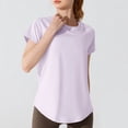thumbnail image 1 of Women's Athletic Tops Short Sleeved Casual Fashion Solid Color Sports Yoga Crew Neck Blouse, 1 of 4