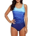 thumbnail image 1 of Women's Athletic Training Gradient Criss Cross Back One Piece Swimsuit Swimwear Bathing Suit, 1 of 7