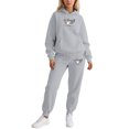 thumbnail image 1 of Women's Athletic Valentine's Day Sweatsuit - 2 Piece Funny Bow Graphic Hoodie Jogger Pants Outfit, 1 of 4