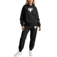 thumbnail image 1 of Women's Athletic Valentine's Day Sweatsuit - 2 Piece Funny Bow Graphic Hoodie Jogger Pants Outfit, 1 of 4