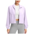 thumbnail image 1 of Women's Athletic Workout Jacket Lightweight UPF 50+ Long Sleeve Shirts Zip Up Cropped Sun Jacket Travel Clothes Womens Long Sleeve Tops, 1 of 6