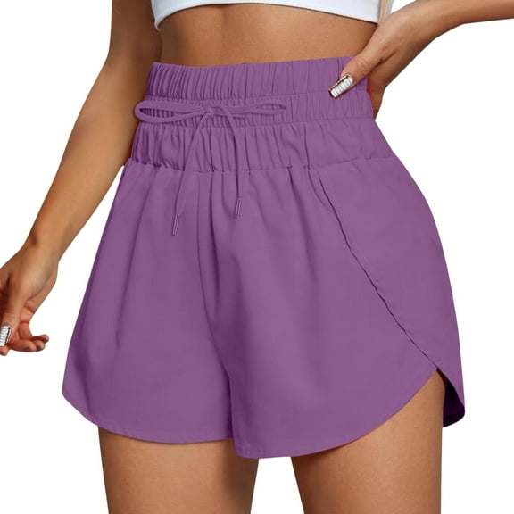 Women's Athletic Workout Shorts with Pockets Activewear Gym Shorts (Purple XXL)