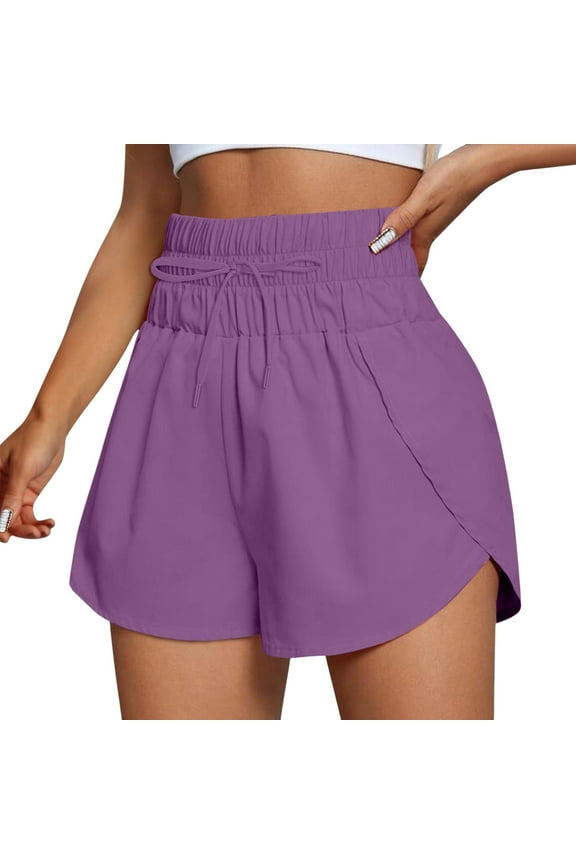 Women's Athletic Workout Shorts with Pockets Activewear Gym Shorts (Purple XXL)