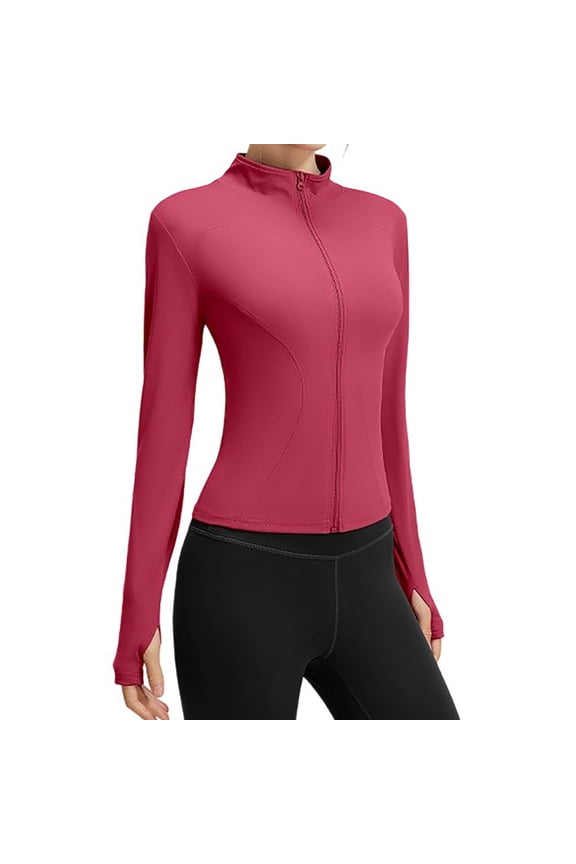 Women's Athletic Zip-Up Yoga Jacket Long Sleeve Slim-Fit Workout Coat Tummy Control Activewear for Running, Gym Sessions & Outdoor Fitness
