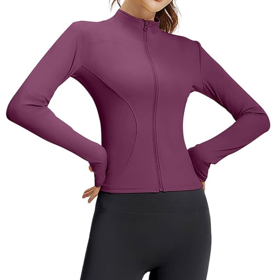 Women's Athletic Zip-Up Yoga Jacket Long Sleeve Slim-Fit Workout Coat Tummy Control Activewear for Running, Gym Sessions & Outdoor Fitness