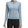 thumbnail image 1 of Women's Athletic Zip-Up Yoga Jacket Long Sleeve Slim-Fit Workout Coat Tummy Control Activewear for Running, Gym Sessions & Outdoor Fitness, 1 of 3