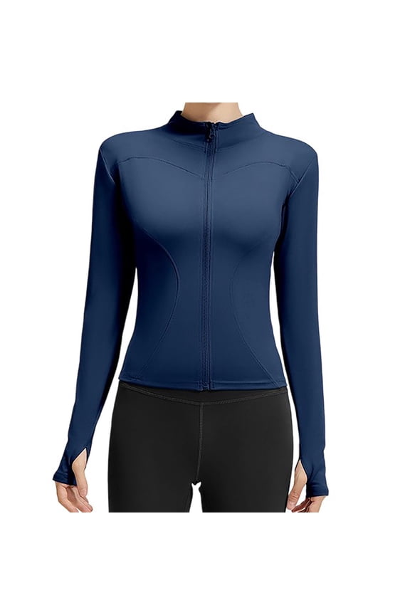 Women's Athletic Zip-Up Yoga Jacket Long Sleeve Slim-Fit Workout Coat Tummy Control Activewear for Running, Gym Sessions & Outdoor Fitness