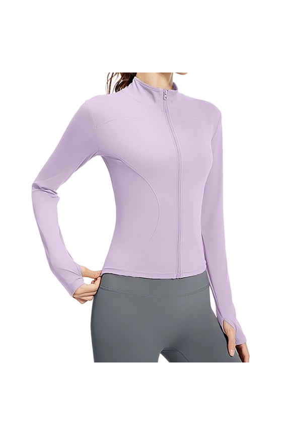 Women's Athletic Zip-Up Yoga Jacket Long Sleeve Slim-Fit Workout Coat Tummy Control Activewear for Running, Gym Sessions & Outdoor Fitness