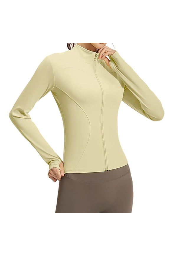 Women's Athletic Zip-Up Yoga Jacket Long Sleeve Slim-Fit Workout Coat Tummy Control Activewear for Running, Gym Sessions & Outdoor Fitness