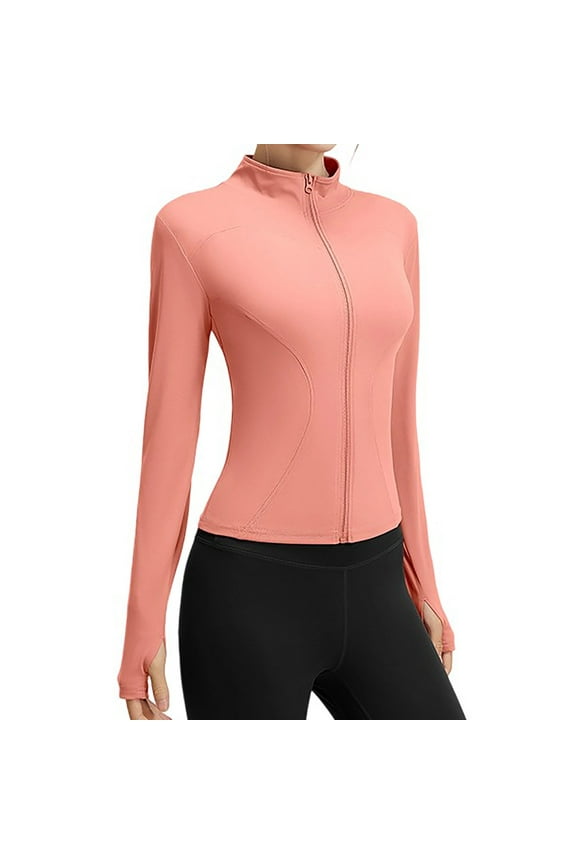 Women's Athletic Zip-Up Yoga Jacket Long Sleeve Slim-Fit Workout Coat Tummy Control Activewear for Running, Gym Sessions & Outdoor Fitness