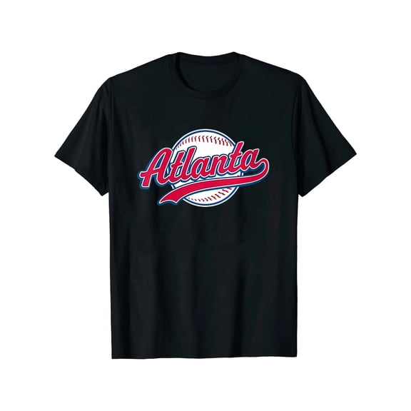 Women's Atlanta Vintage Baseball Throwback T-Shirt - Retro Design, 100% Cotton, Crew Neck, Short Sleeve, Casual & Breathable for Casual Attire