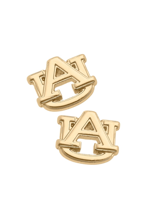Women's CANVAS Style Auburn Tigers 24K Gold Plated Stud Earrings