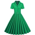 thumbnail image 1 of Women's Audrey Hepburn Retro Vintage Tea Party Prom Dress Short Sleeve Elegant Cocktail Party Swing Midi Dress, 1 of 4