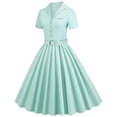 thumbnail image 1 of Women's Audrey Hepburn Retro Vintage Tea Party Prom Dress Short Sleeve Elegant Cocktail Party Swing Midi Dress, 1 of 8