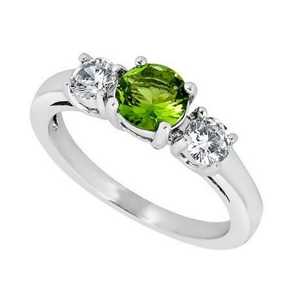 Women's August Birthstone Ring Green Cubic Zirconia Stainless Steel Band Sizes 3-10 Fantasy Forge Jewelry
