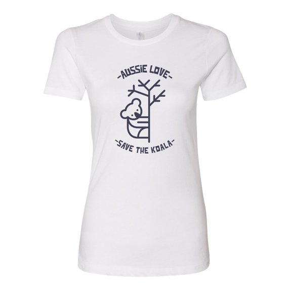 Women's Aussie Love Save the Koala Boyfriend Fitted Tee-White-Small