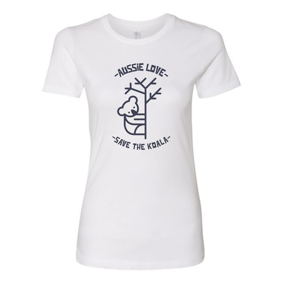 Women's Aussie Love Save the Koala Boyfriend Fitted Tee-White-xl