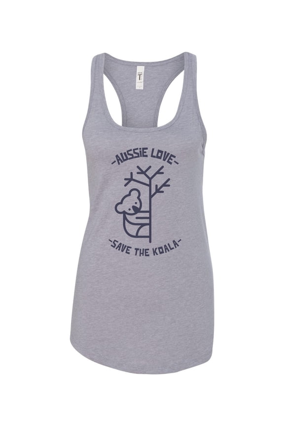 Women's Aussie Love Save the Koala Racerback Tank Top-Heather Grey-large