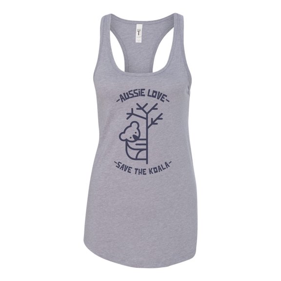 Women's Aussie Love Save the Koala Racerback Tank Top-Heather Grey-small