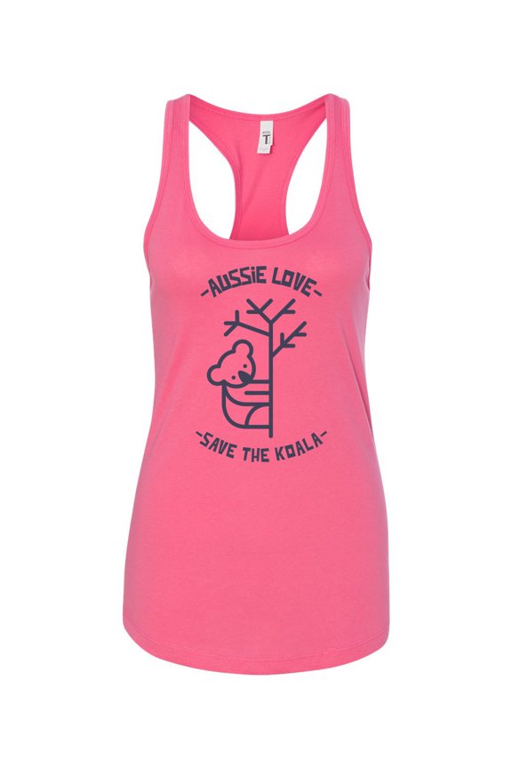 Women's Aussie Love Save the Koala Racerback Tank Top-Hot Pink-large