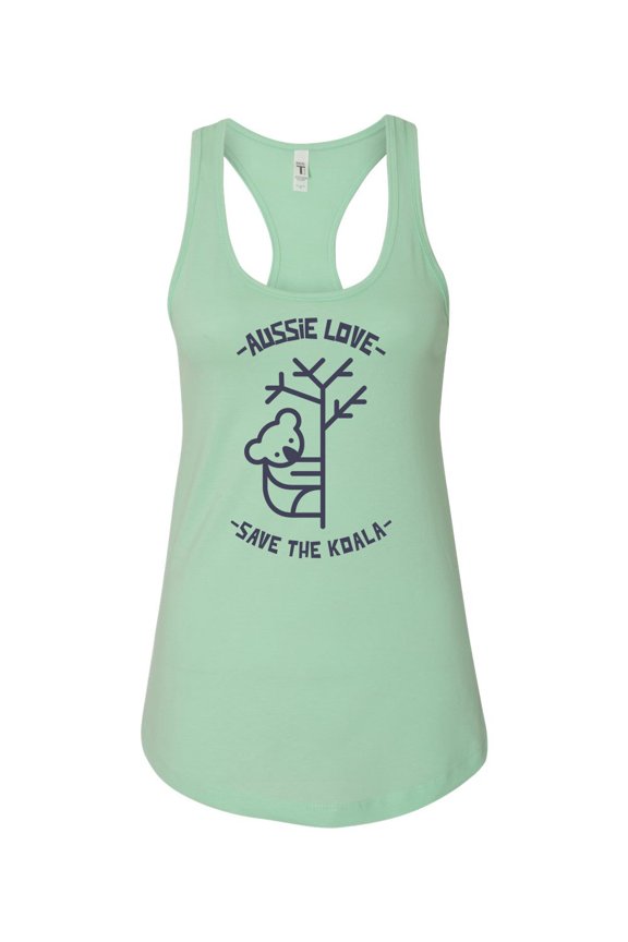 Women's Aussie Love Save the Koala Racerback Tank Top-Mint-small