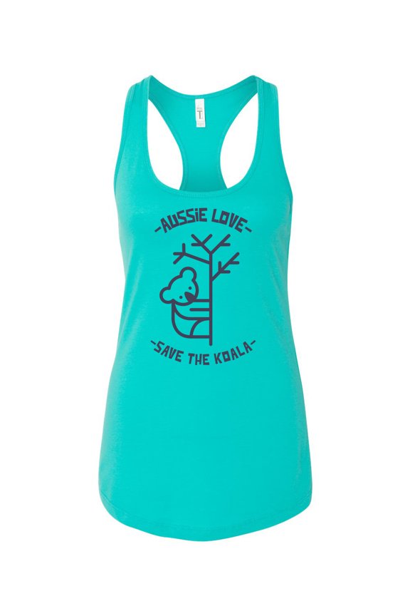 Women's Aussie Love Save the Koala Racerback Tank Top-Tahiti Blue-small