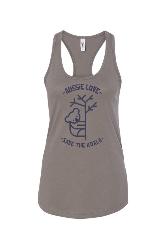 Women's Aussie Love Save the Koala Racerback Tank Top-Warm Grey-small