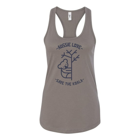 Women's Aussie Love Save the Koala Racerback Tank Top-Warm Grey-xxl