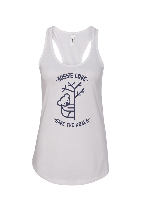 Women's Aussie Love Save the Koala Racerback Tank Top-White-large