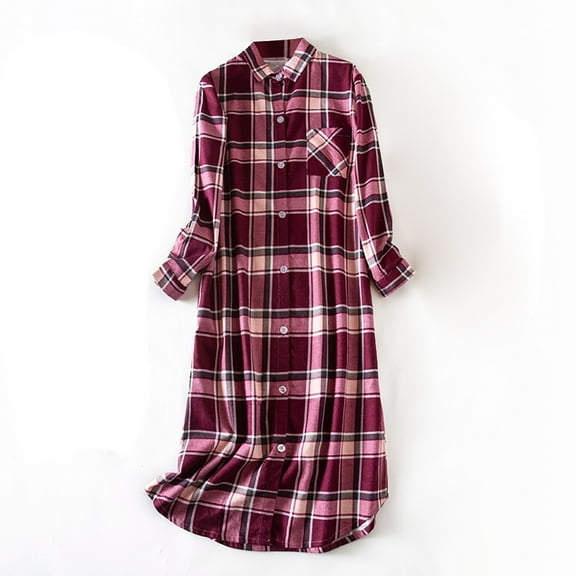 Women's Velvet Nightgown Long Sleeve Thermal Pajama Dress with Pocket Plush Winter Sleepwear for Cozy Cold Weather