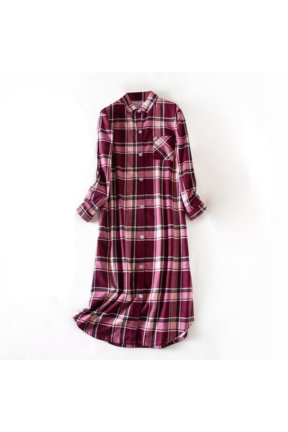 Women's Velvet Nightgown Long Sleeve Thermal Pajama Dress with Pocket Plush Winter Sleepwear for Cozy Cold Weather