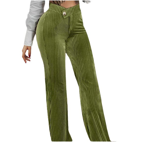 Women's Autumn And Winter Fashion Gold Velvet Striped Casual Women's Pants