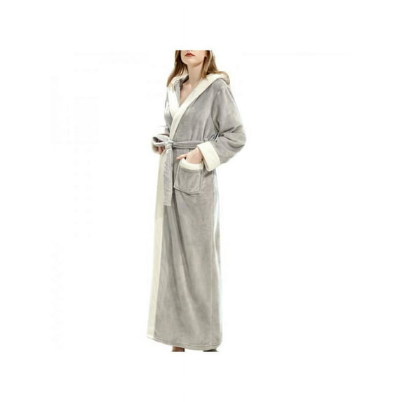 Women's Autumn And Winter Fashion Pajamas Beauty Salon Bathrobe Thick Section Plus Long Velvet Robe Flannel