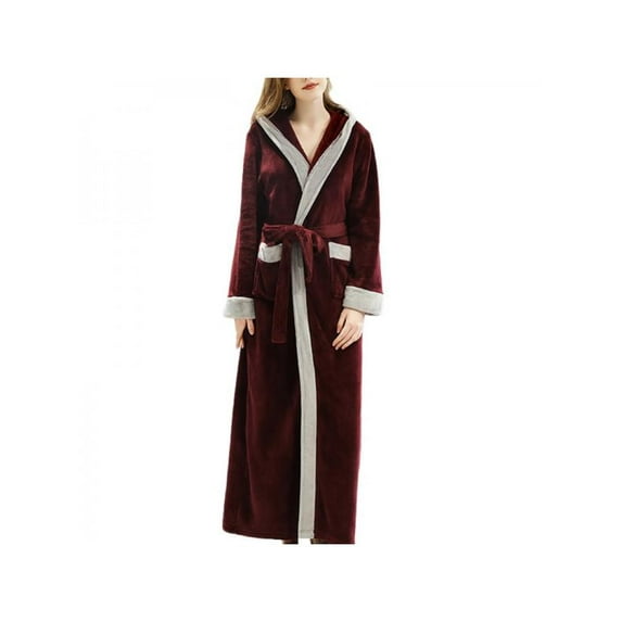 Women's Autumn And Winter Fashion Pajamas Beauty Salon Bathrobe Thick Section Plus Long Velvet Robe Flannel