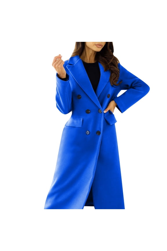 Women's Autumn And Winter Simple Double Long Sleeved Lapel Button Woolen Jacket winter clothing for women