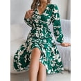 thumbnail image 1 of Women's Autumn Casual Dresses V Neck Lantern Long Sleeve Floral Printed Fluttering Long Dresses, 1 of 7