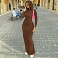 thumbnail image 1 of Women's Autumn Casual Solid Color Slim Fit Hooded Bodycon Split Maxi Dress Ladies Dresses Casual Sleeveless Knit Dresses for Women Floral Maxi Dresses Sleeveless Straight Dresses Denim Tunic Dress for, 1 of 6