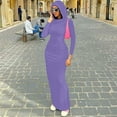 thumbnail image 1 of Women's Autumn Casual Solid Color Slim Fit Hooded Bodycon Split Maxi Dress Ladies Dresses Casual Sleeveless Knit Dresses for Women Floral Maxi Dresses Sleeveless Straight Dresses Denim Tunic Dress for, 1 of 7