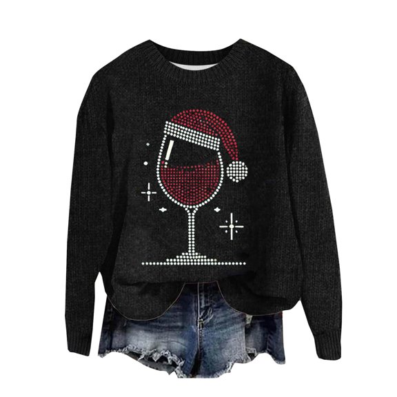 Women's Autumn Fashion Christmas Sweater Dressy Crew Neck Christmas Sweaters Novelty Funny Pullover Top