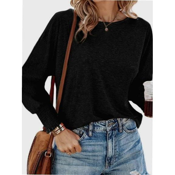 Women's Autumn Fashion T-shirt Round neck Casual Basic T-shirt Top Shirt
