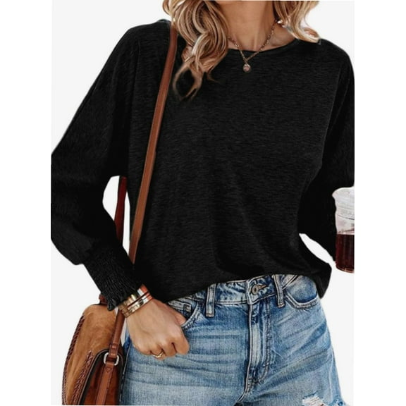 Women's Autumn Fashion T-shirt Round neck Casual Basic T-shirt Top Shirt