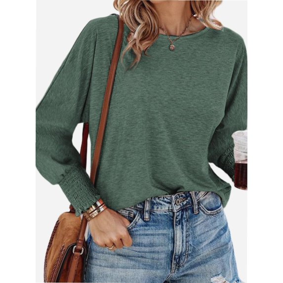 Women's Autumn Fashion T-shirt Round neck Casual Basic T-shirt Top Shirt