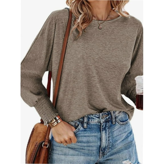 Women's Autumn Fashion T-shirt Round neck Casual Basic T-shirt Top Shirt