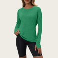 thumbnail image 1 of Women's Autumn Fitness Top with Thumbholes, Slim Fit Yoga Long Sleeve Shirt, Running Training Workout Top for Gym Exercise Athletic Wear Green XXL, 1 of 7